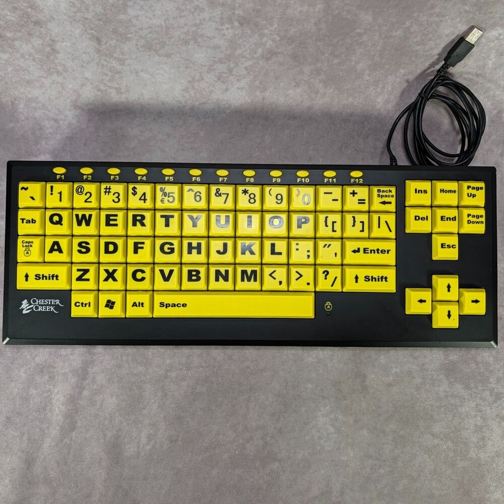Chester Creek VisionBoard 2 Large Print Yellow High Contrast PC Mac USB Keyboard